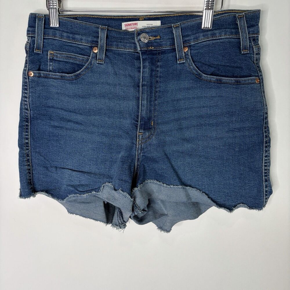 Levi Strauss Signature Heritage High-Rise Shorts Raw Hem Women Size 12